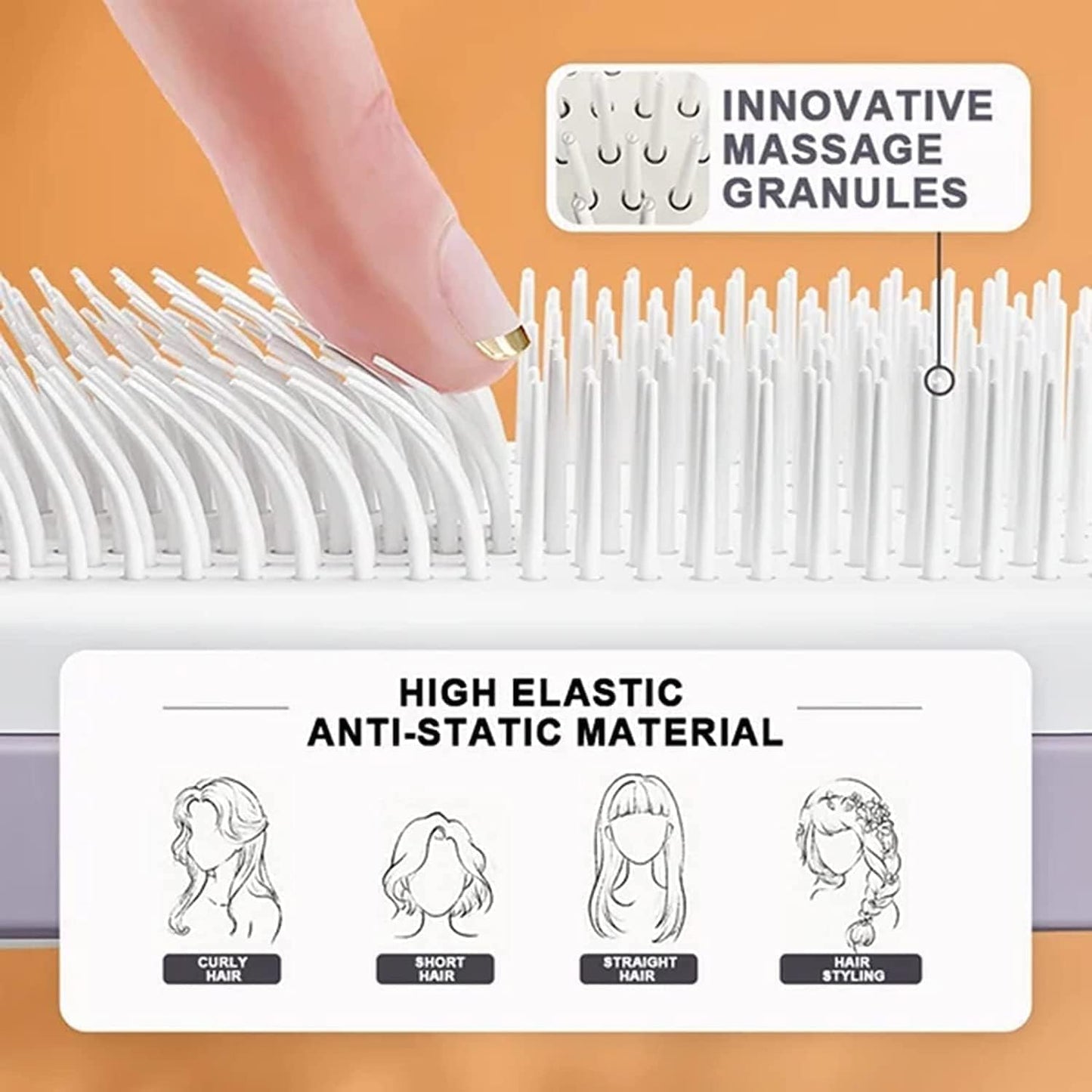 Self Cleaning Comb | One-pull Clean Anti Static Hair Brush (1 Piece)